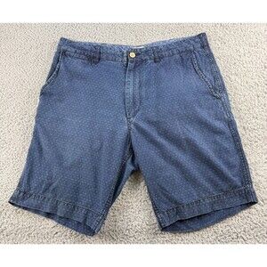 Faherty Island Life Shorts Mens 32 Blue Geometric Faded 100% Cotton Chino